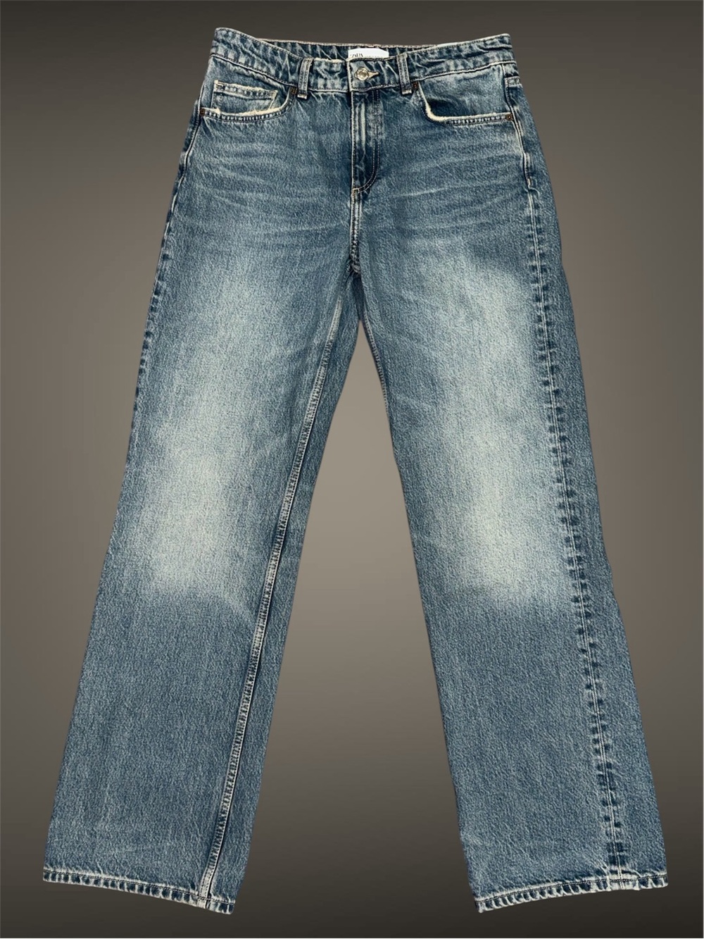 Zara TRF High-Rise Wide-Leg Full-Length Jeans size 8